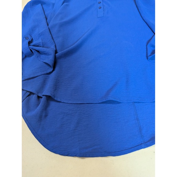 ZAC & RACHEL Royal Blue  V Neck Roll Tab Sleeve Tunic Top Women's Medium - Picture 4 of 10